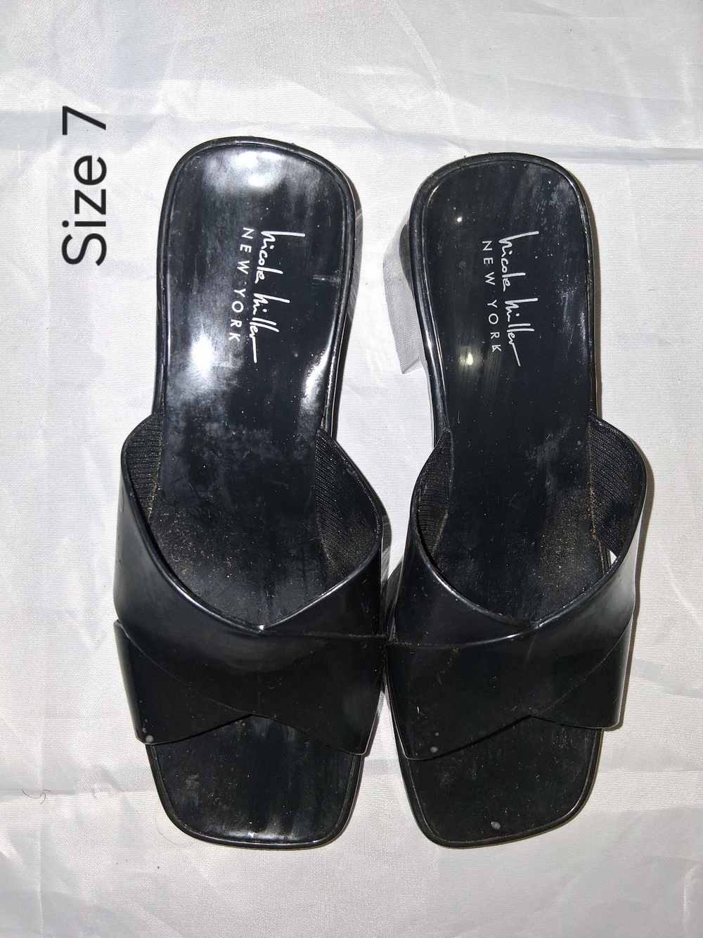 Nicole Miller Black Patent Slide Mules